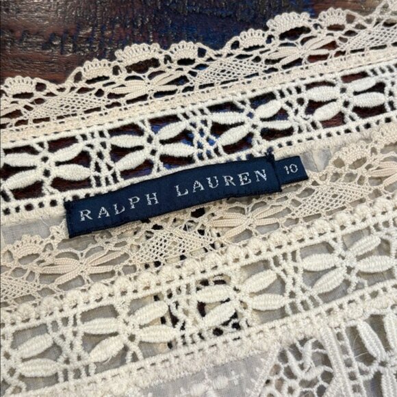 Vintage Ralph Lauren Ivory Bateau Neck Lace Top size 10 - Picture 11 of 13
